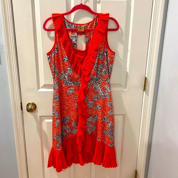 Tory Burch Janetta Flouncy Pleated Silk Dress - Picture 2 of 11